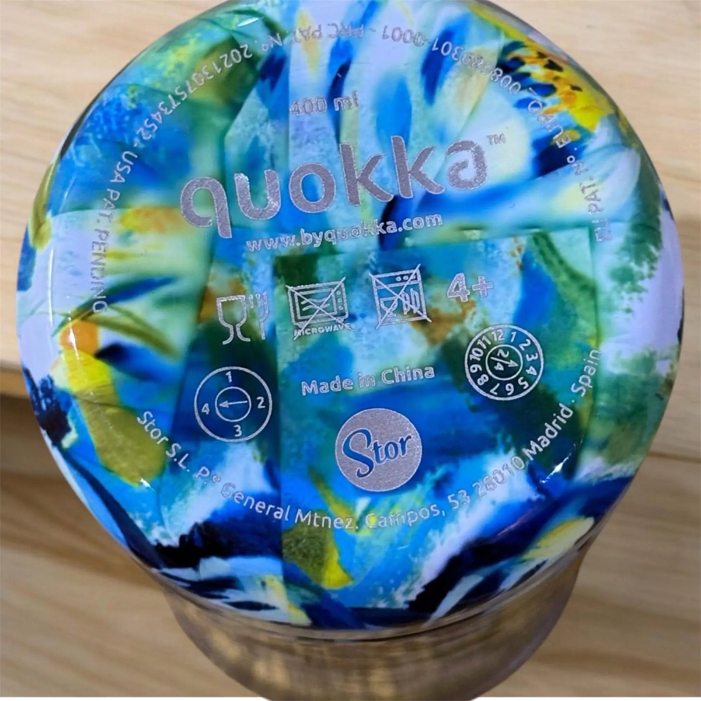 Vaso Térmico Acero Inoxidable Quokka 400ml Blue Peonies Taza Reutilizable Café Te Frío y Caliente bebidas