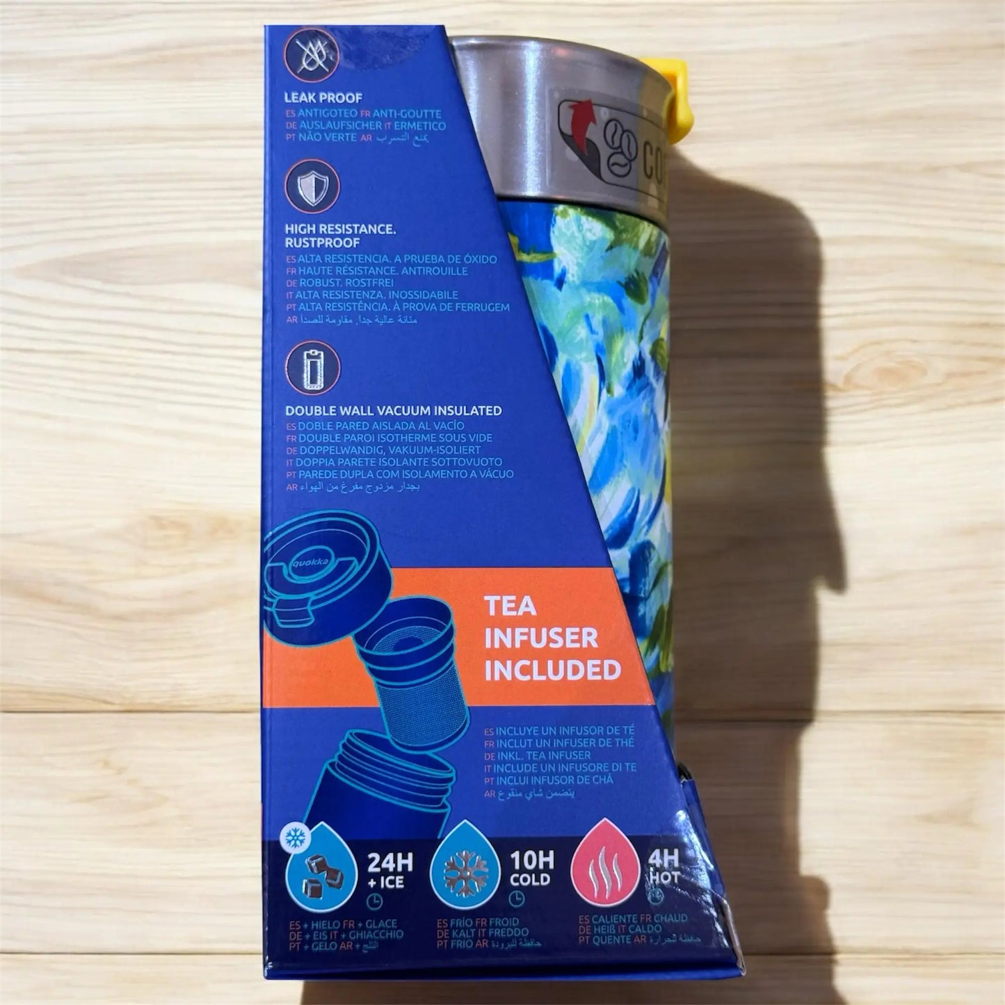 Vaso Térmico Acero Inoxidable Quokka 400ml Blue Peonies Taza Reutilizable Café Te Frío y Caliente bebidas