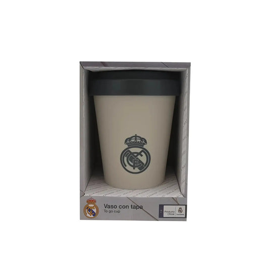 Vaso Térmico Real Madrid 400ml Oficial – Copa para Llevar Café Crema Antiderrames Licencia Original