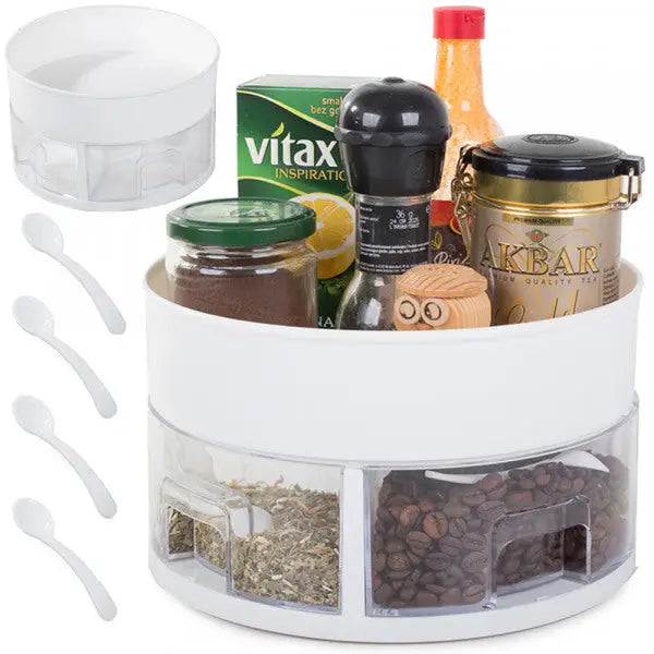 Organizador giratorio de especias y condimentos blanco de dos niveles en Cocina