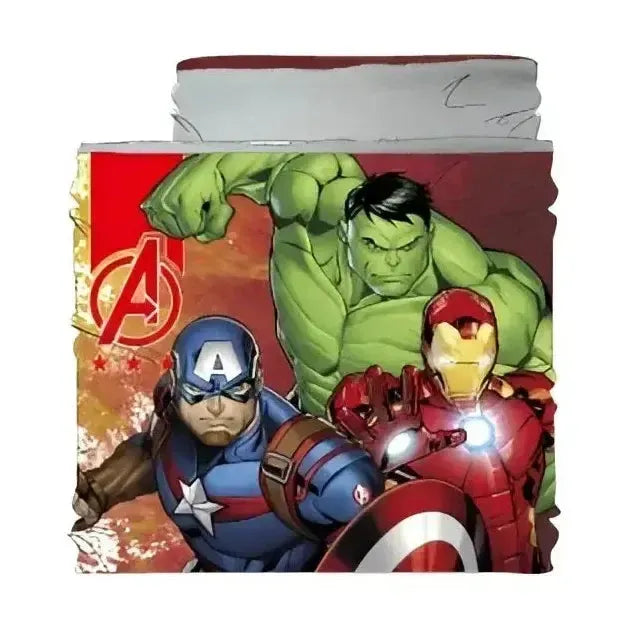 Ilustración colorida de super héroes en acción