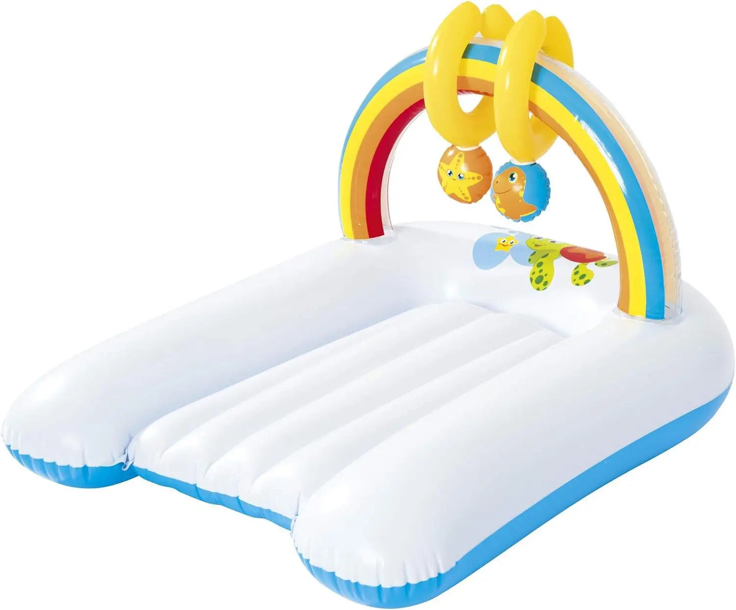 Flotador inflable para bebé con arco de arcoíris y juguetes colgantes Verano