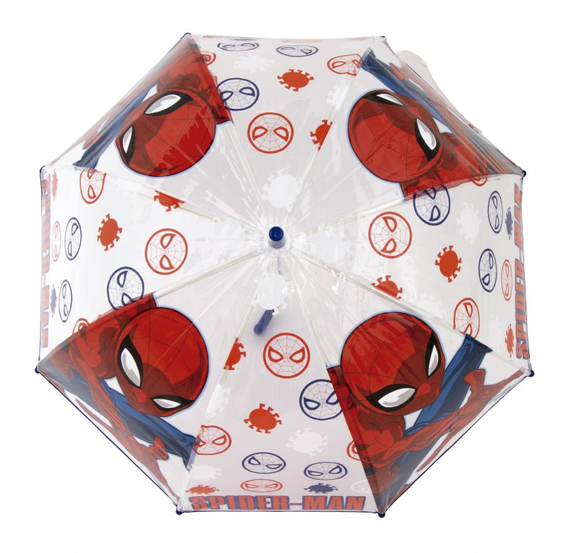 Paraguas infantil manual Spiderman cara campana 67cm diámetro mango azul