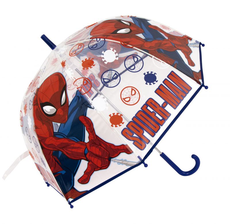 Paraguas infantil manual Spiderman cara campana 67cm diámetro mango azul