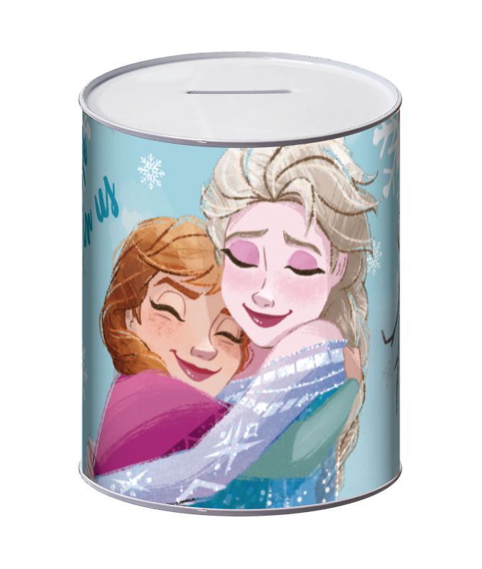 Hucha de metal Frozen Anna y Elsa 10x10x12cm