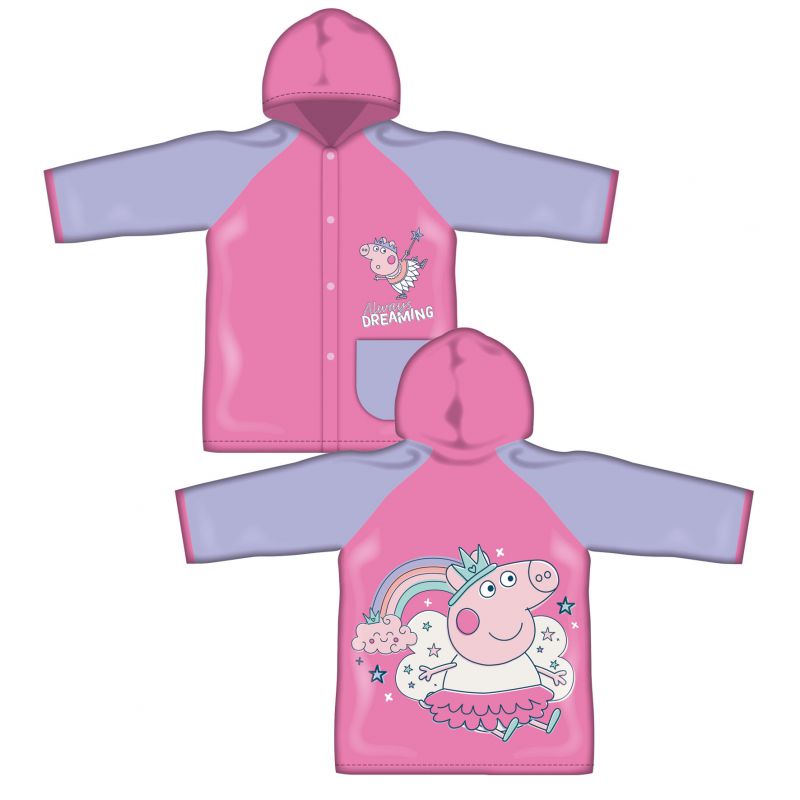 Poncho chubasquero impermeable de Peppa Pig con capucha talla 2