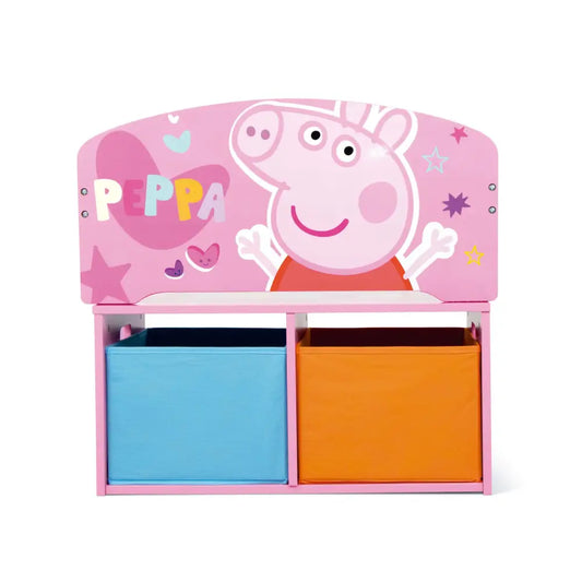 3 en 1 Banco para juguetes de madera convertible escritorio con dos cestas almacenamiento Peppa Pig Pupitre