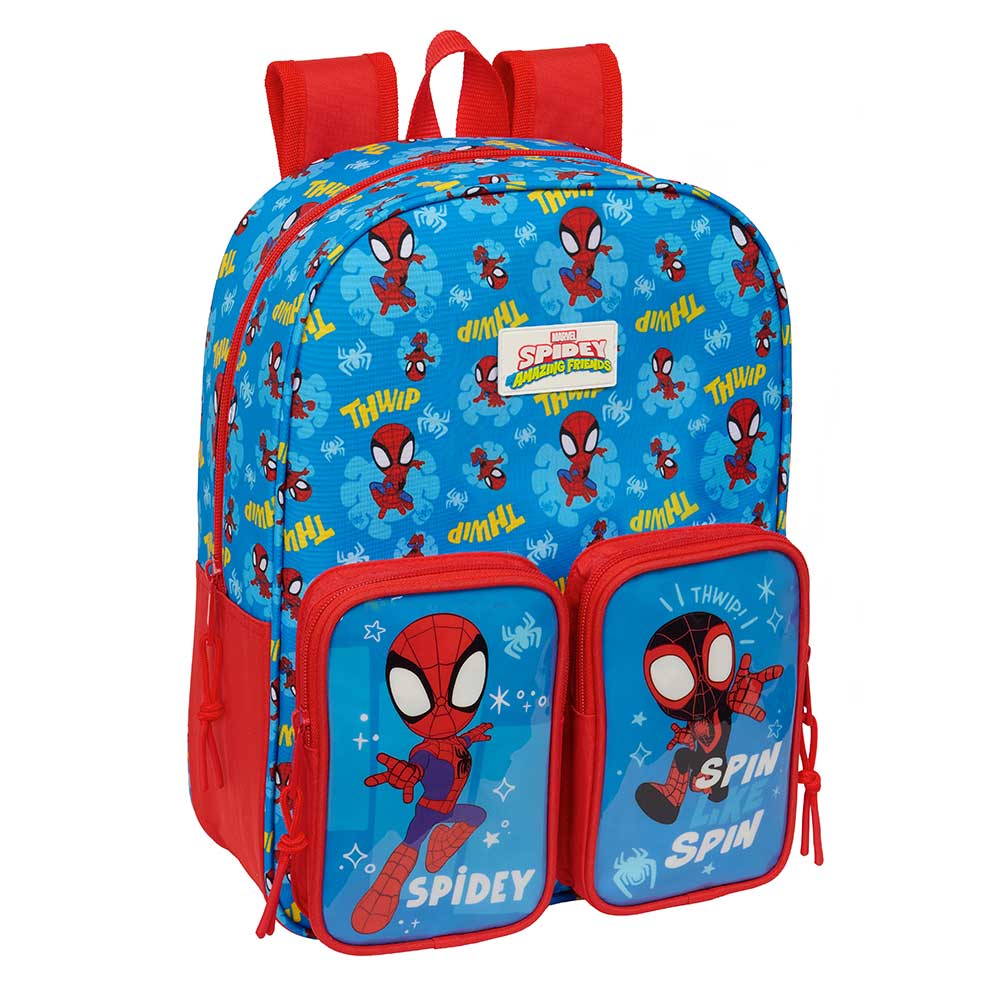 Mochila infantil con bolsillo adaptable a carro Spidey de spiderman 26x11x34cm