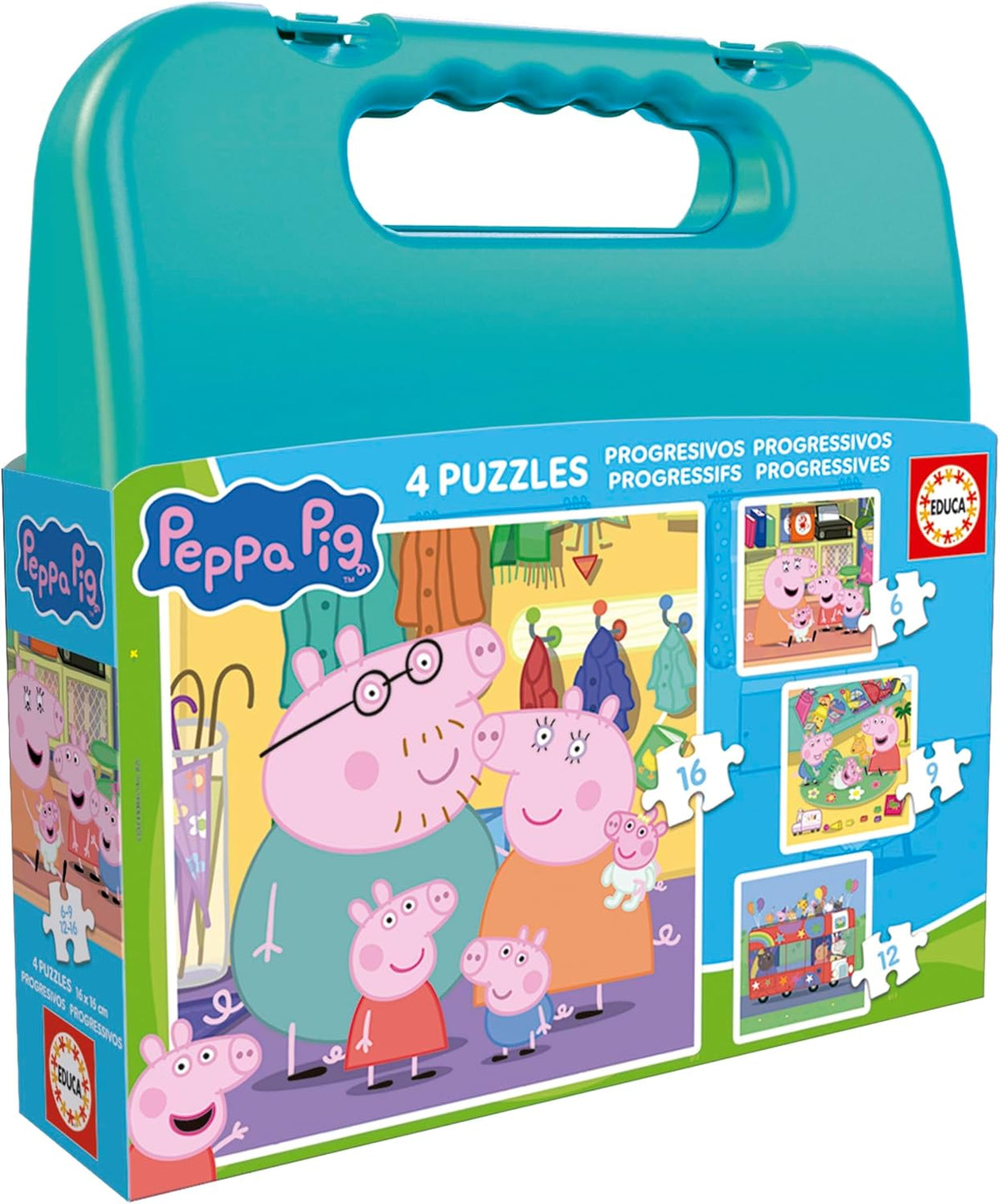 Puzzles progresivos 6-9-12-16 piezas Peppa Pig en maletín