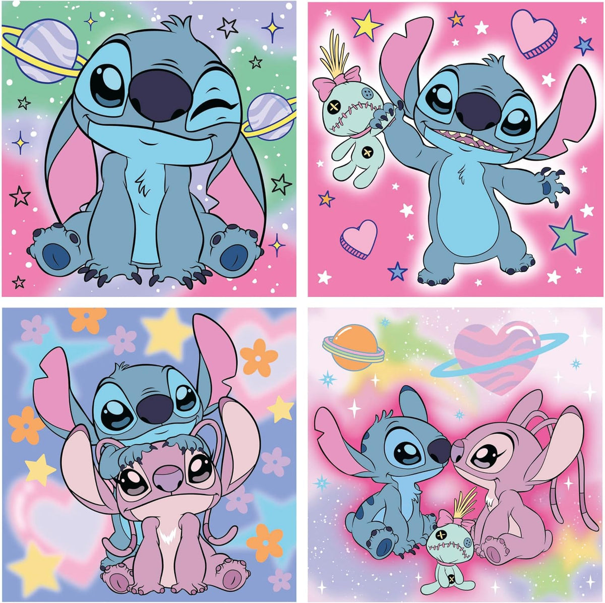 Puzzles progresivos 12-16-20-25 piezas Stitch y Angel en maletín