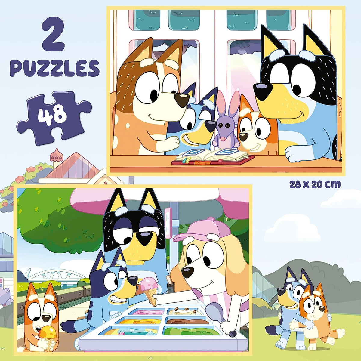 2 Puzzles Bluey de 48 piezas en maletín