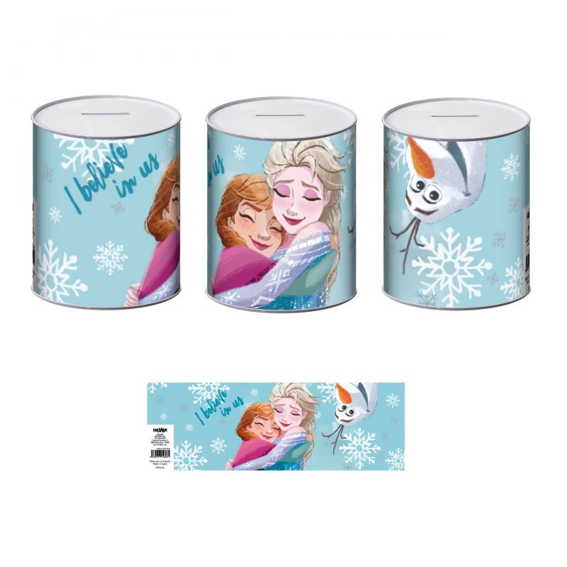 Hucha de metal Frozen Anna y Elsa 10x10x12cm