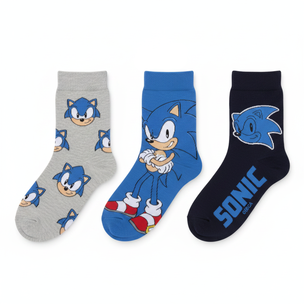 Pack 3 Calcetines Infantiles Sonic The Hedgehog talla 27/30 gris