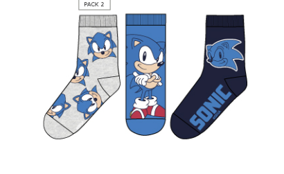 Pack 3 Calcetines Infantiles Sonic The Hedgehog talla 27/30 gris