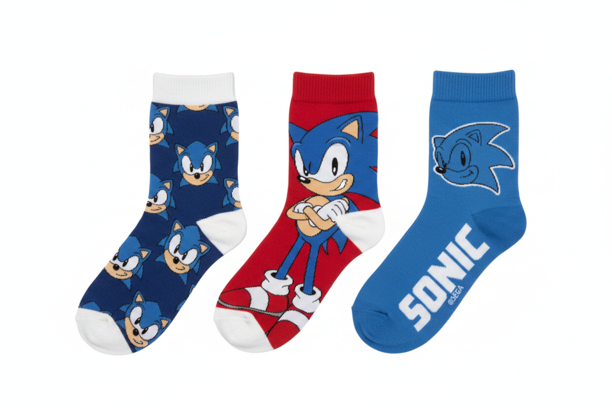 Pack 3 Calcetines Infantiles Sonic The Hedgehog talla 23/26 rojo