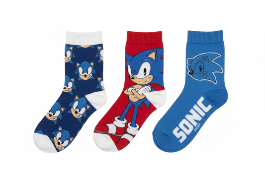 Pack 3 Calcetines Infantiles Sonic The Hedgehog talla 31/34 rojo