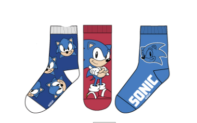 Pack 3 Calcetines Infantiles Sonic The Hedgehog talla 23/26 rojo