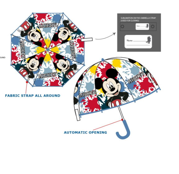 Paraguas de Mickey Mouse colores campana automático