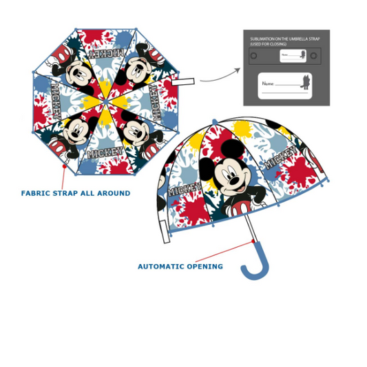 Paraguas de Mickey Mouse colores campana automático