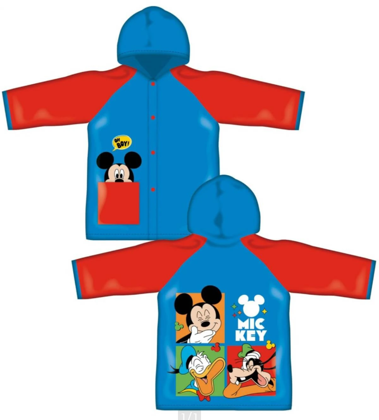Poncho chubasquero impermeable de Mickey Mouse con capucha talla 6 años