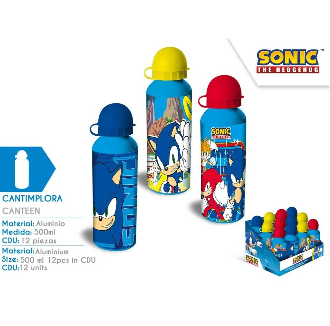 Botella agua aluminio 500ml Sonic The Hedgehog modelo surtido aleatorio