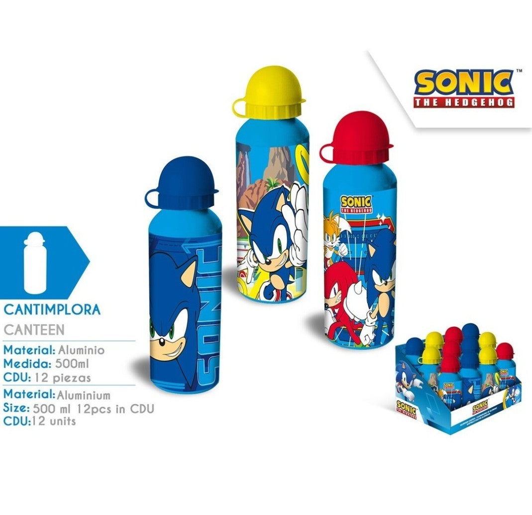 Botella agua aluminio 500ml Sonic The Hedgehog modelo surtido aleatorio