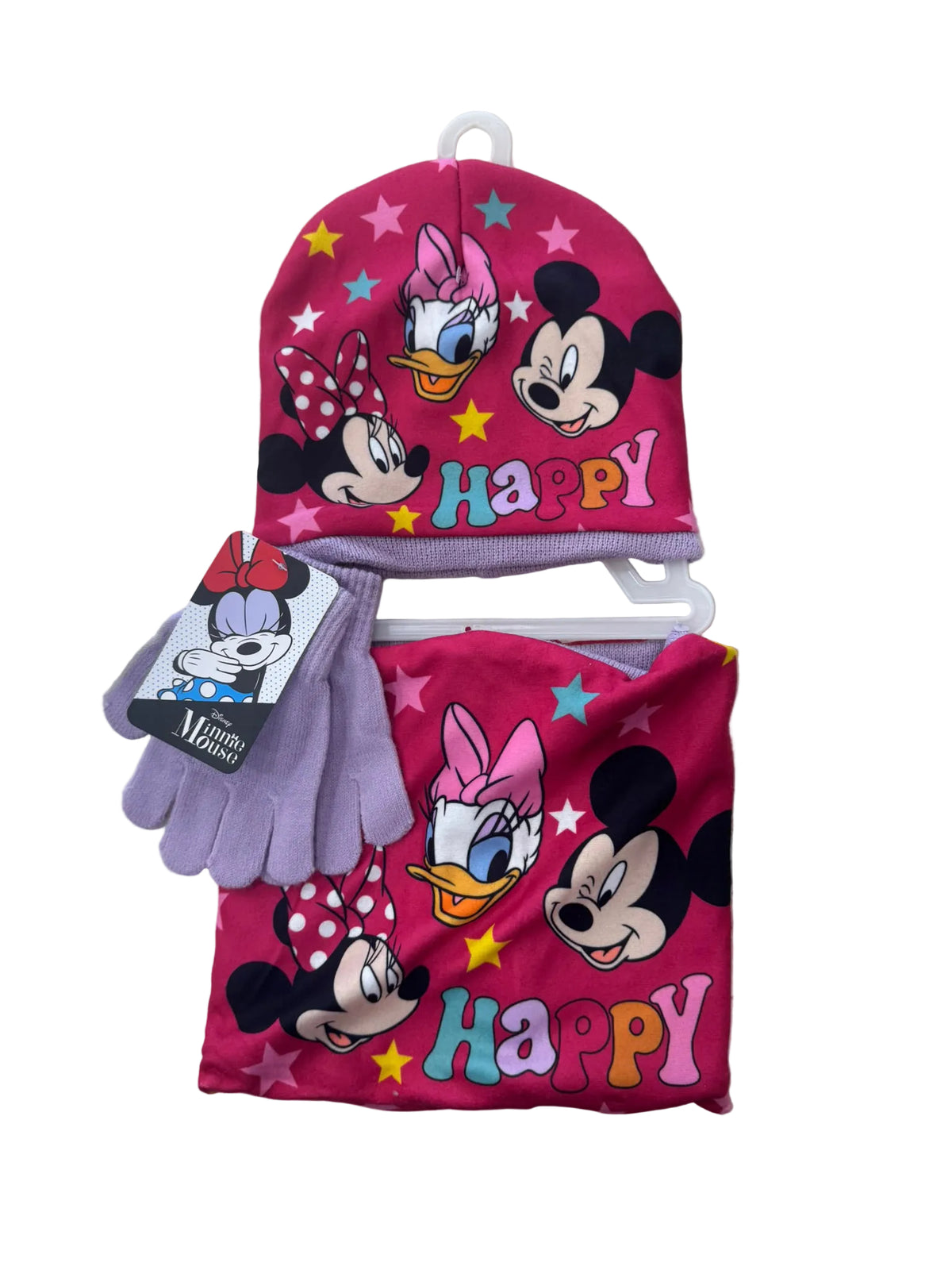 Conjunto gorro, guantes y braga infantil Minnie Mouse Disney lila