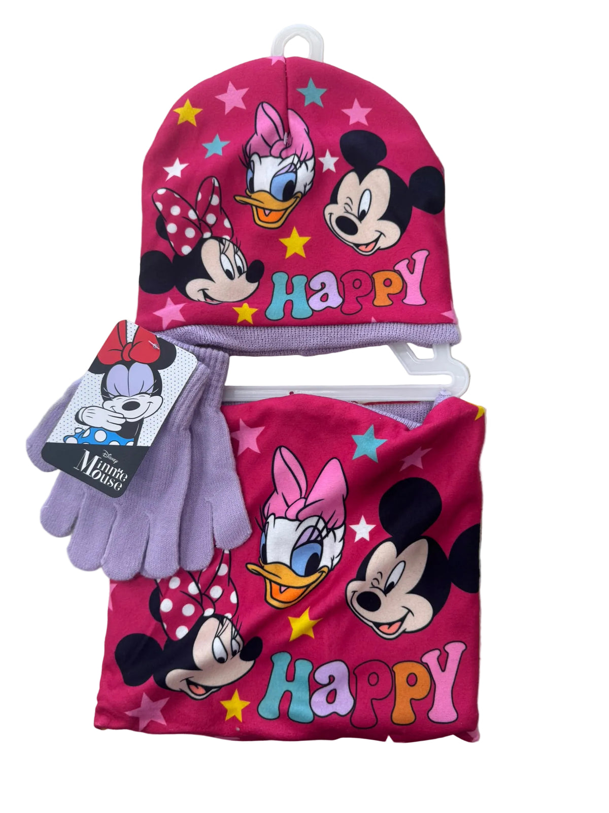 Conjunto gorro, guantes y braga infantil Minnie Mouse Disney lila