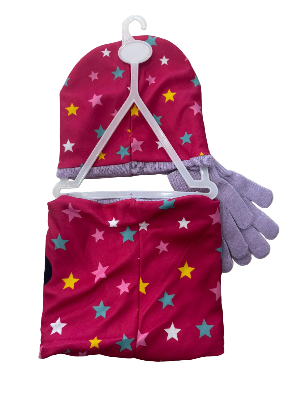 Conjunto gorro, guantes y braga infantil Minnie Mouse Disney lila