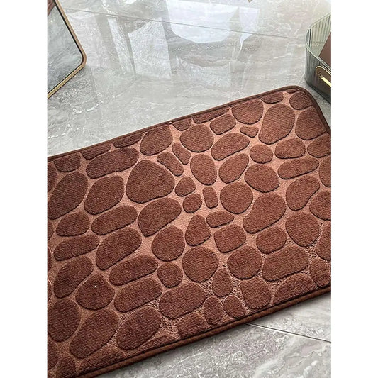 Alfombra de baño antideslizante efecto piedra café (40x60cm)