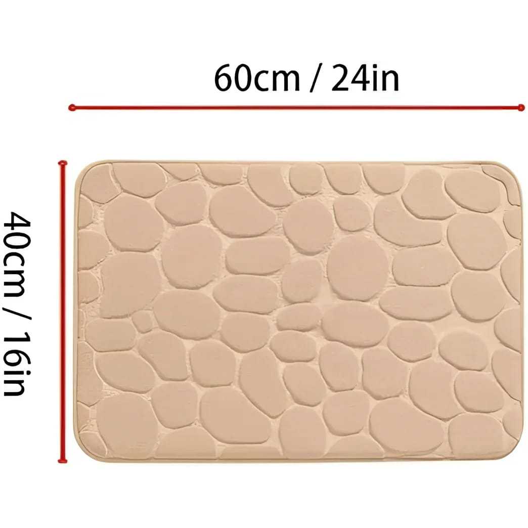 Alfombra de baño antideslizante efecto piedra camel 40x60cm