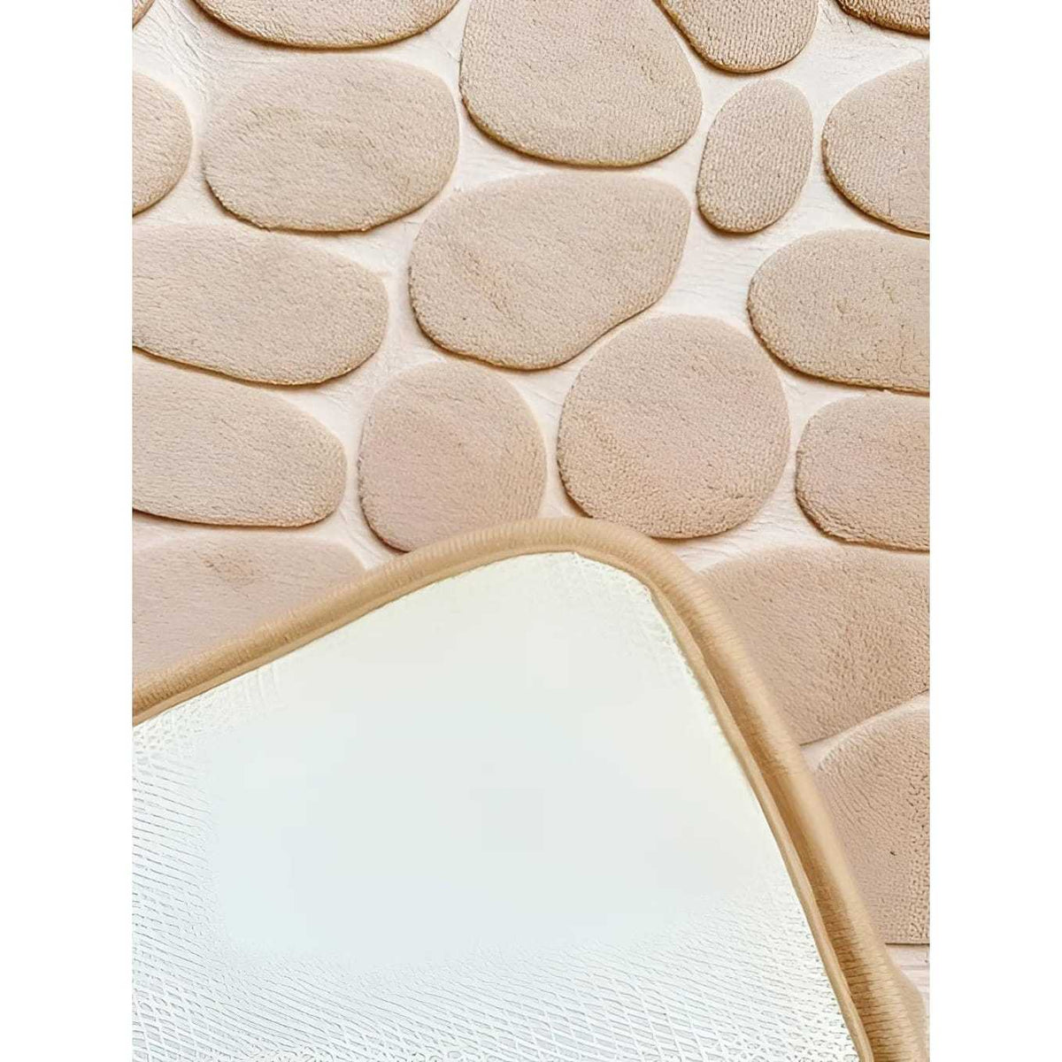 Alfombra de baño antideslizante efecto piedra camel 40x60cm