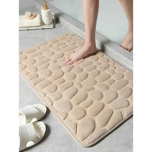 Alfombra de baño antideslizante efecto piedra camel 40x60cm