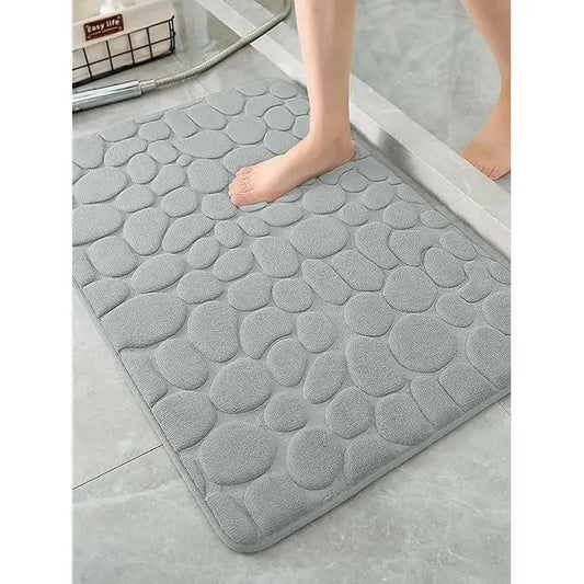Alfombra de baño antideslizante efecto piedra gris (40x60cm)