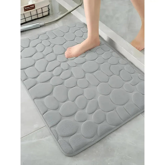 Alfombra de baño antideslizante efecto piedra gris (50x80cm)