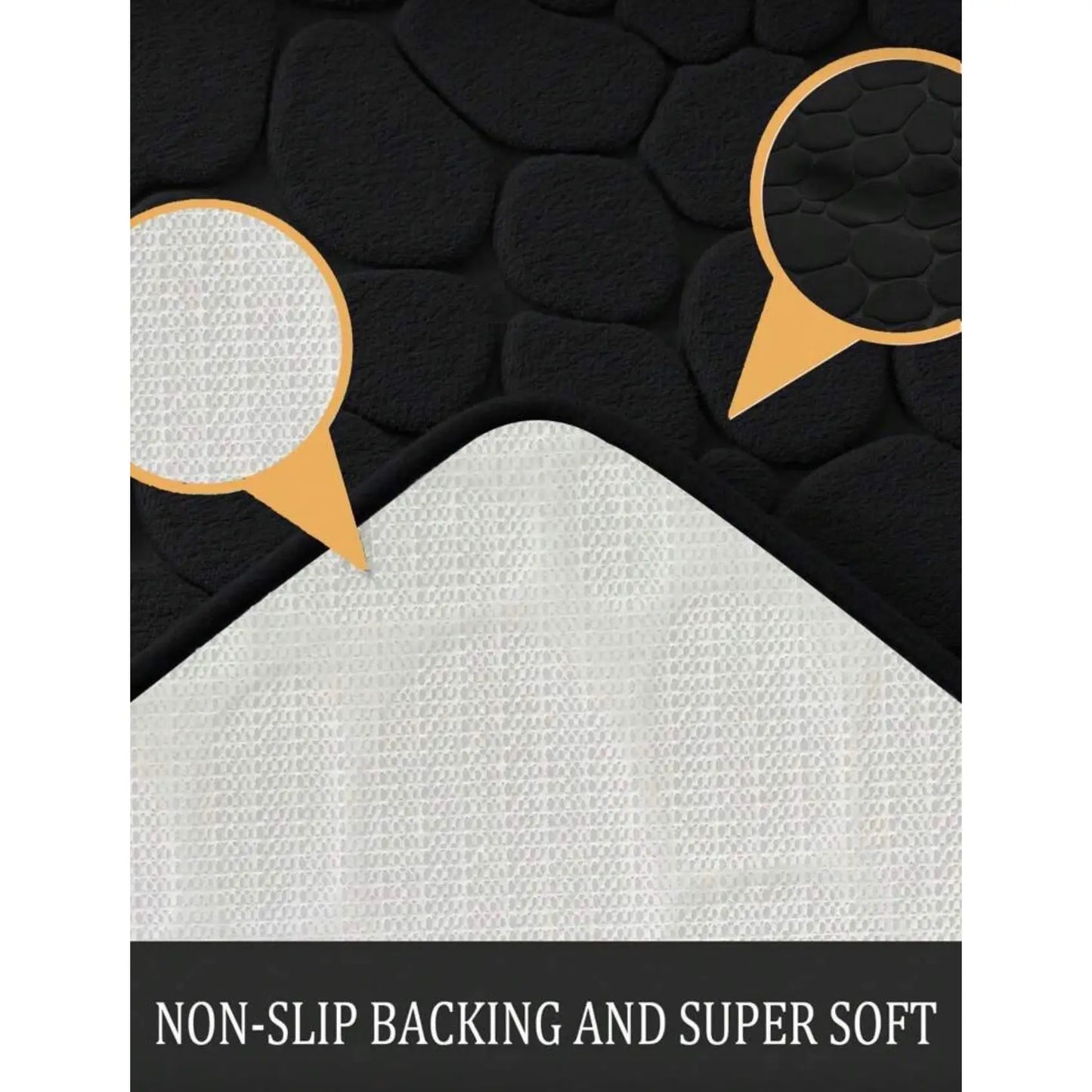 Alfombra de baño antideslizante efecto piedra negra (50x80cm)