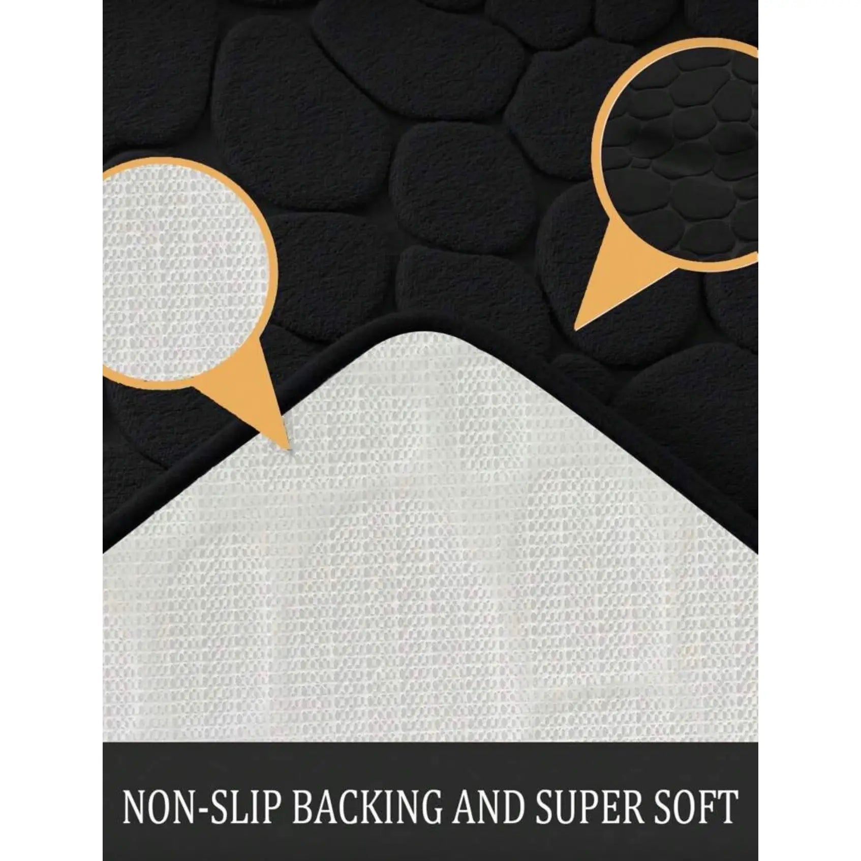 Alfombra de baño antideslizante efecto piedra negra (50x80cm)