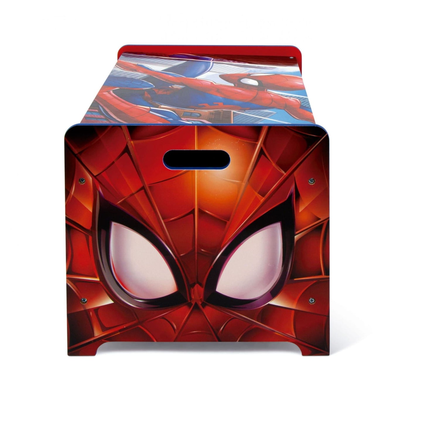 Banco baul juguetero infantil de Spiderman para almacenaje