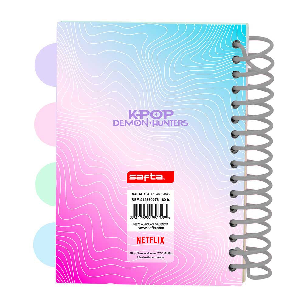 Bloc de notas A6 K-POP Demon Hunters - Huntrix 80 hojas con separadores - libreta