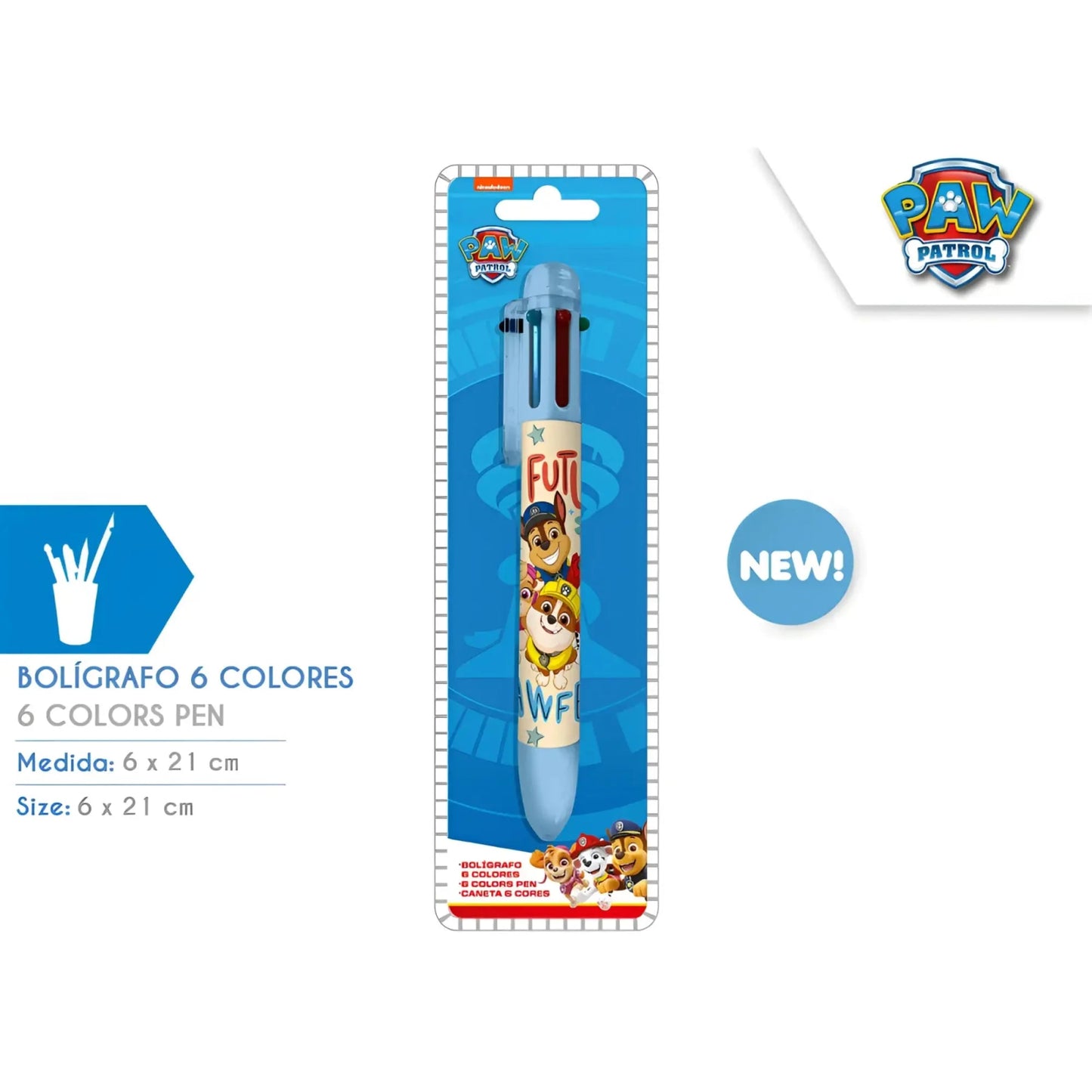 Bolígrafo 6 colores infantil PATRULLA CANINA - Ideal Colegio y Manualidades - bolígrafo