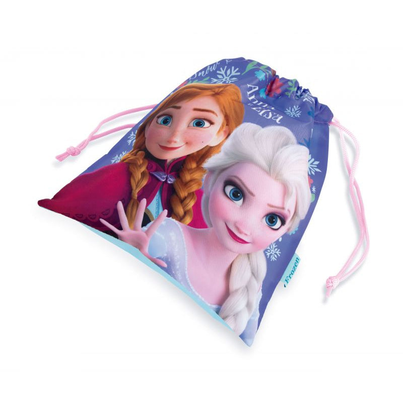Bolsa almuerzo o merienda Frozen Anna y Elsa Disney 26x22cm saco de cuerdas