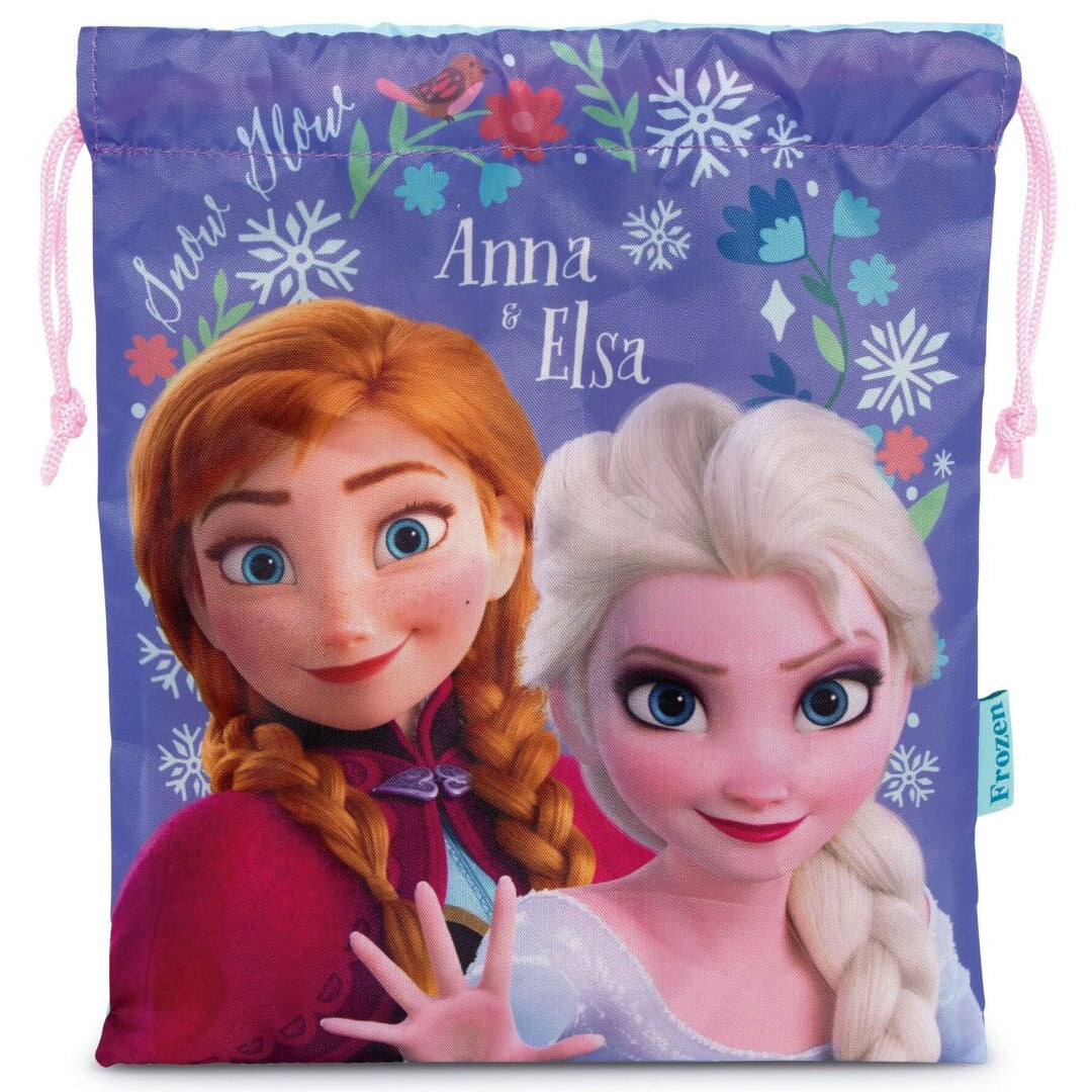 Bolsa almuerzo o merienda Frozen Anna y Elsa Disney 26x22cm saco de cuerdas