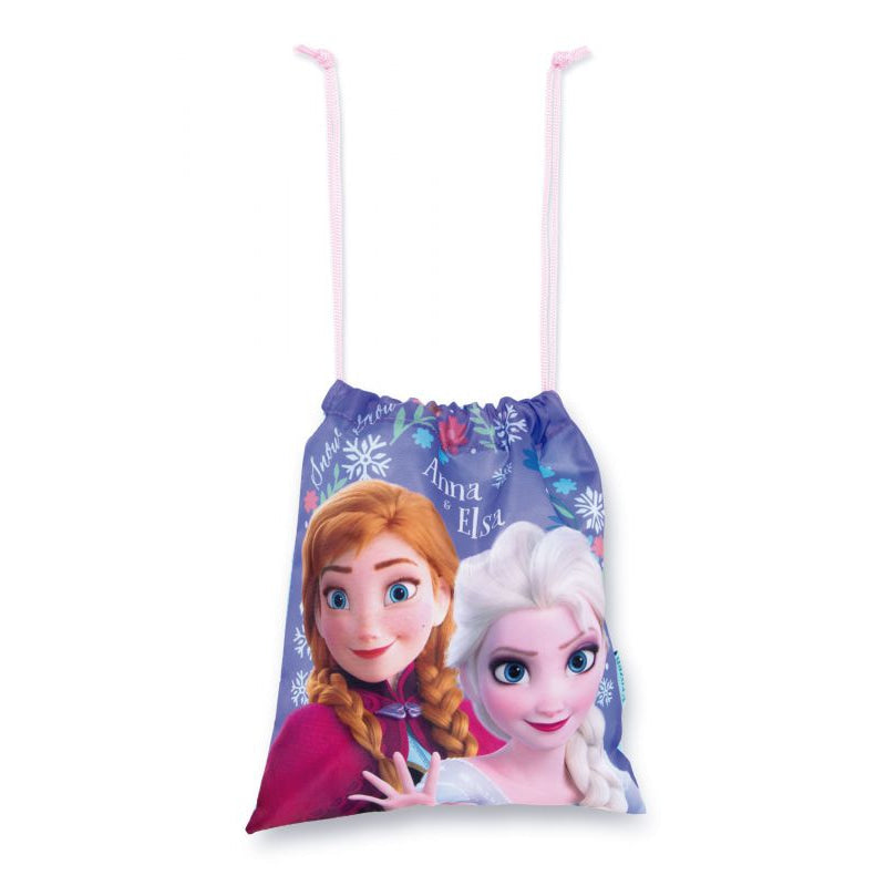 Bolsa almuerzo o merienda Frozen Anna y Elsa Disney 26x22cm saco de cuerdas
