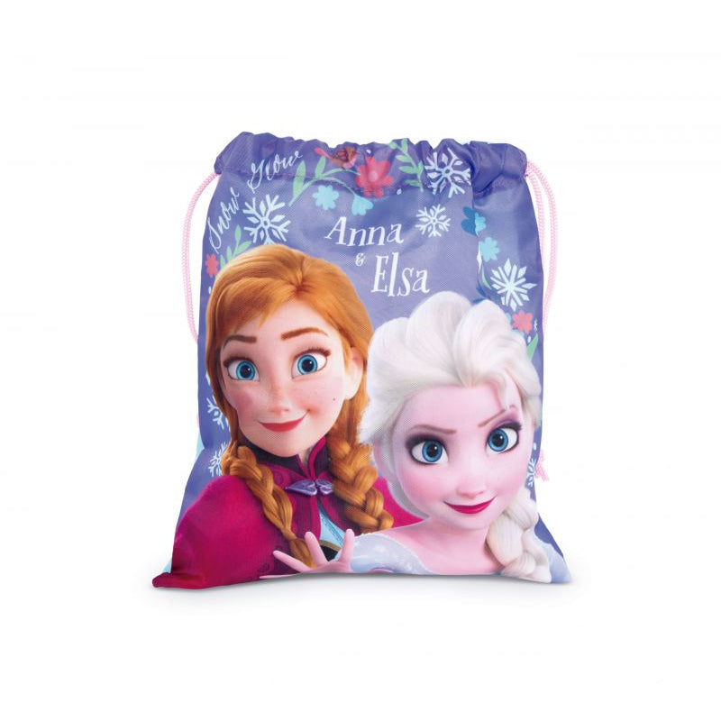 Bolsa almuerzo o merienda Frozen Anna y Elsa Disney 26x22cm saco de cuerdas
