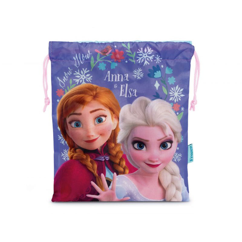 Bolsa almuerzo o merienda Frozen Anna y Elsa Disney 26x22cm saco de cuerdas