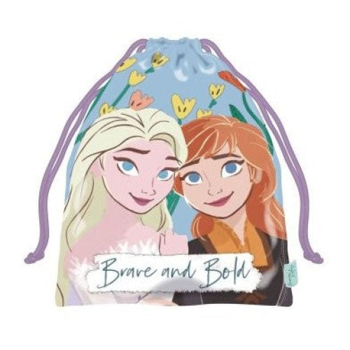 Bolsa almuerzo o merienda Frozen Anna y Elsa Disney ’Brave and bold’ 26x22cm saco de cuerdas