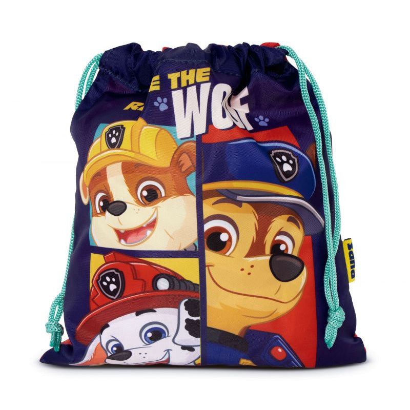 Bolsa almuerzo o merienda Patrulla canina (Paw Patrol) azul 26x23cm saco de cuerdas