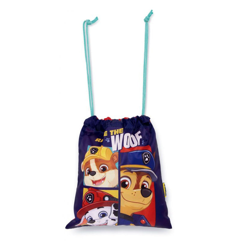 Bolsa almuerzo o merienda Patrulla canina (Paw Patrol) azul 26x23cm saco de cuerdas
