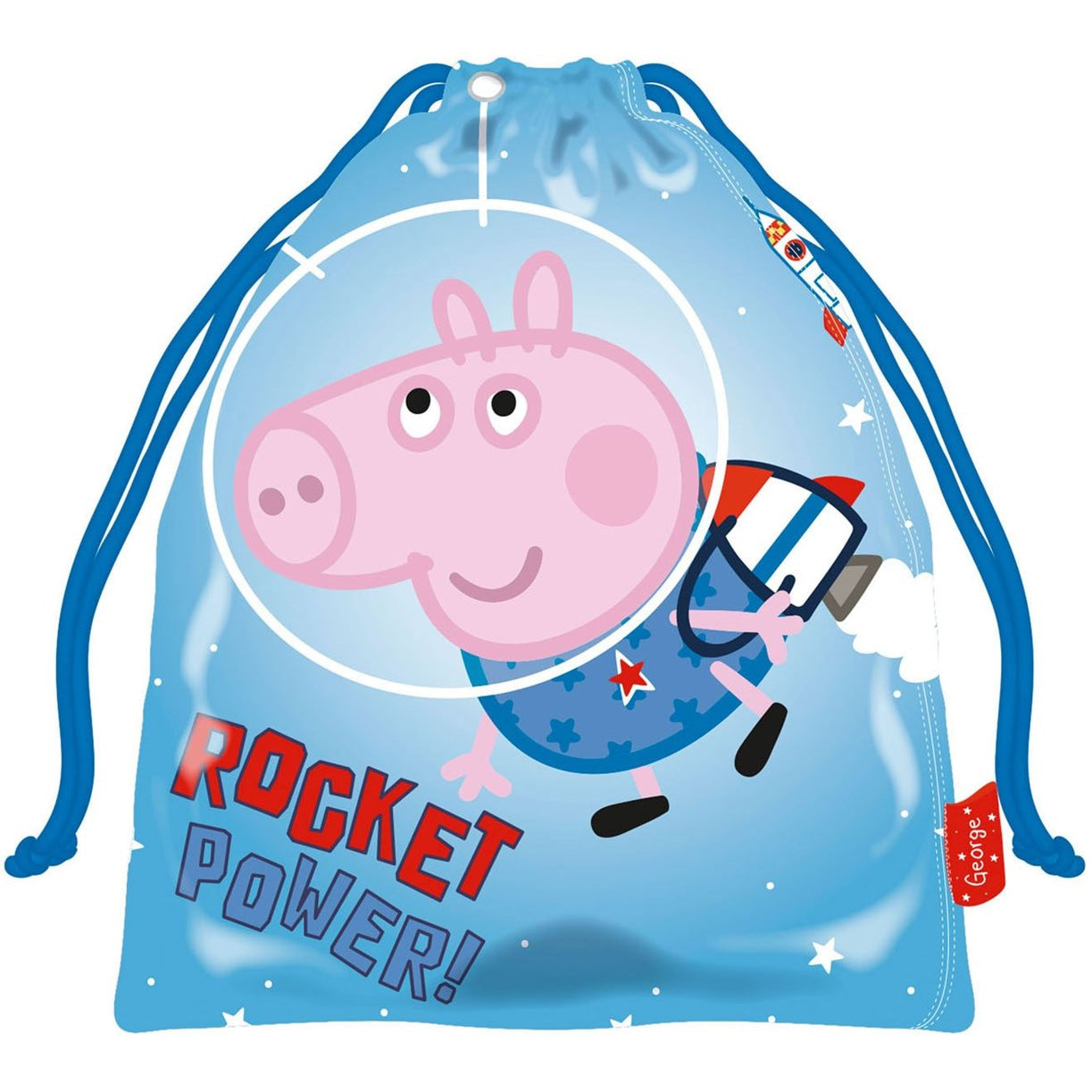 Bolsa almuerzo o merienda Peppa George Pig 26x22cm saco de cuerdas