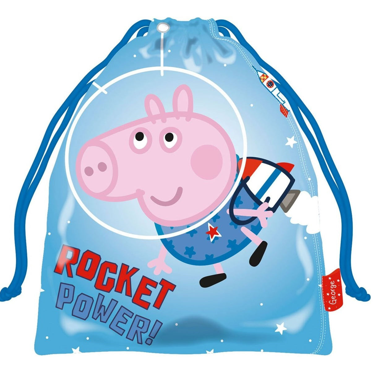 Bolsa almuerzo o merienda Peppa George Pig 26x22cm saco de cuerdas